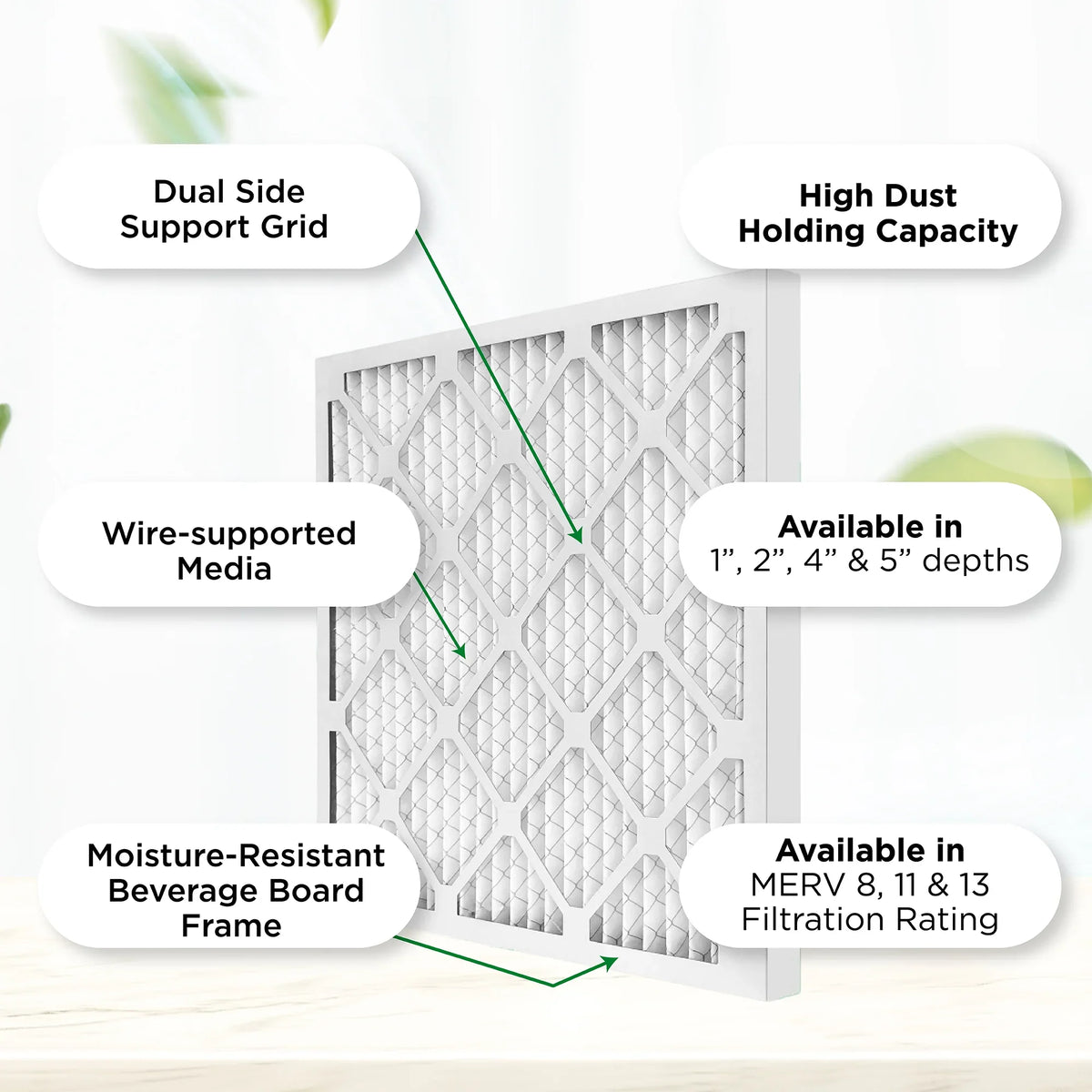 16-3/8 x 21-1/2 x 1 MERV 11; MPR 1000 Pleated AC Furnace 1" Air Filters by Pamlico. Quantity 6. Actual Size: 16-3/8 x 21-1/2 x 3/4