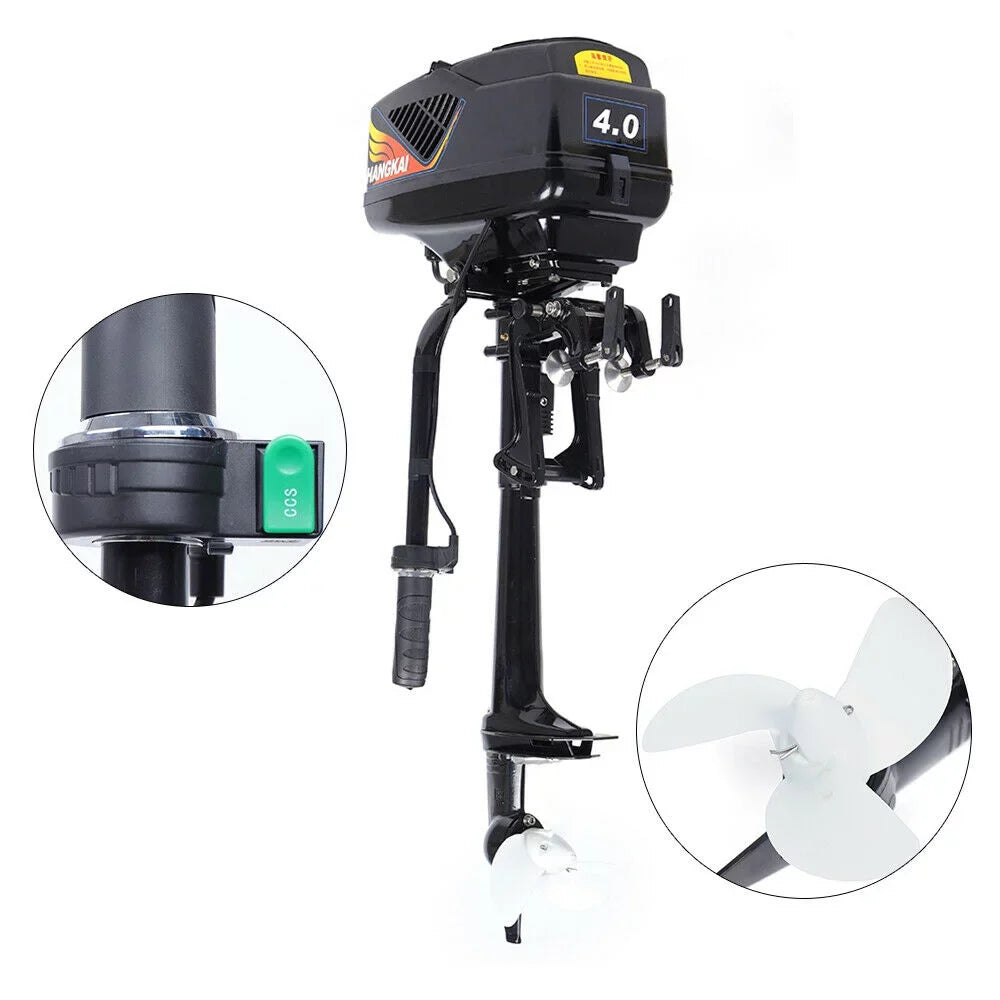 Miumaeov Outboard Motor Current-activated Boat Engine 4HP 48V 1000W Heavy Duty Outboard Fishing Boat Motor Engine Outboard CDI Mount Current-activated Outboard Motor for Inflatable Boats Fishing Boats