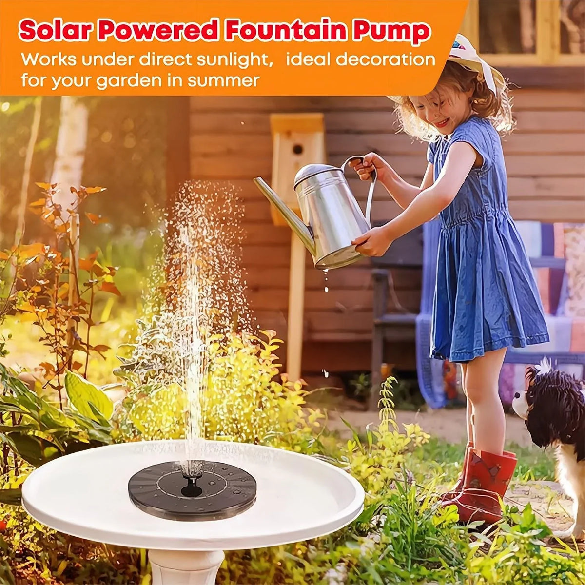 1pc Solar Bird Bath Fountain Pump - Independent Floating; for Gardens; Terraces; Ponds; and Swimming Pools - Fluidscape Outdoor Solar Powered Fountain