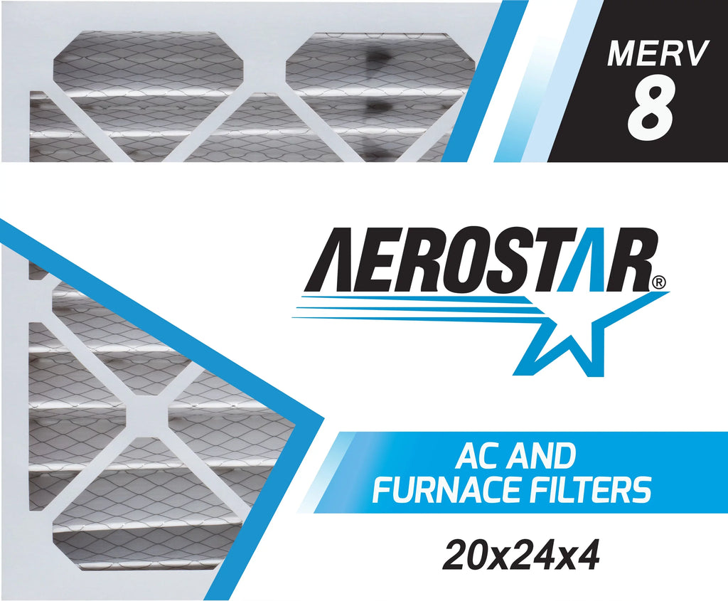 Aerostar 20x24x4 MERV 8; Pleated Air Filter; 20 x 24 x 4; Box of 6; Made in the USA