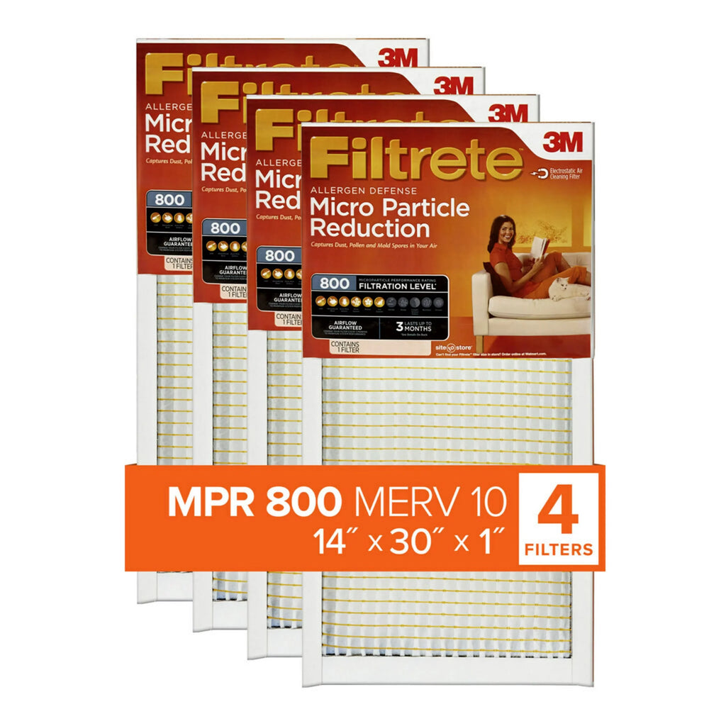 Filtrete 14x30x1 Air Filter; MPR 800 MERV 10; Micro Particle Reduction; 4 Filters