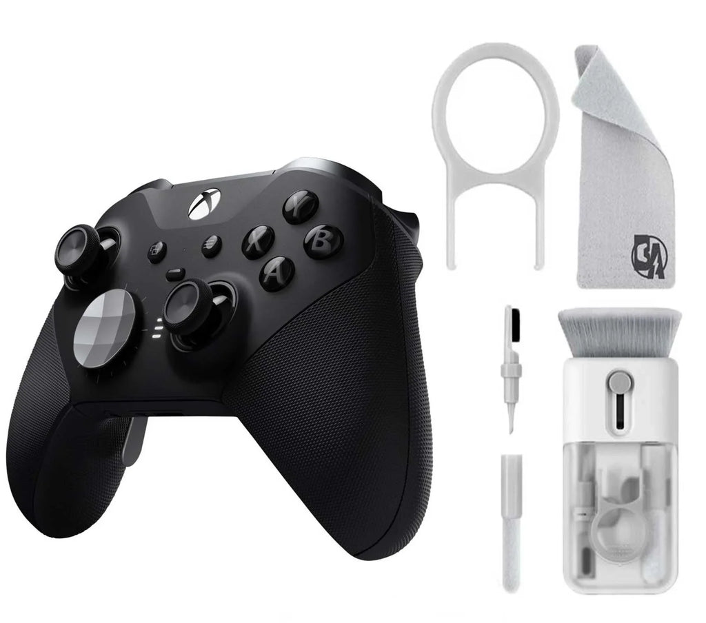 Microsoft - Elite Series 2 Wireless Controller for Xbox One; Xbox Series X;S - Black With Cleaning Voltage-driven kit Bolt Axtion Bundle Used