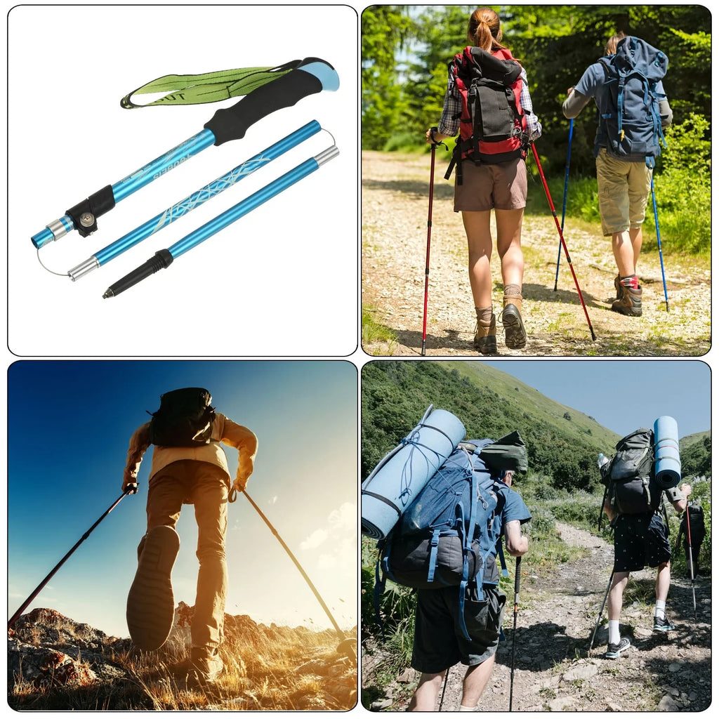 Uxcell Trekking Poles; Collapsible Hiking Pole 51 millimeter with Mud Basket; 2 Pack Blue