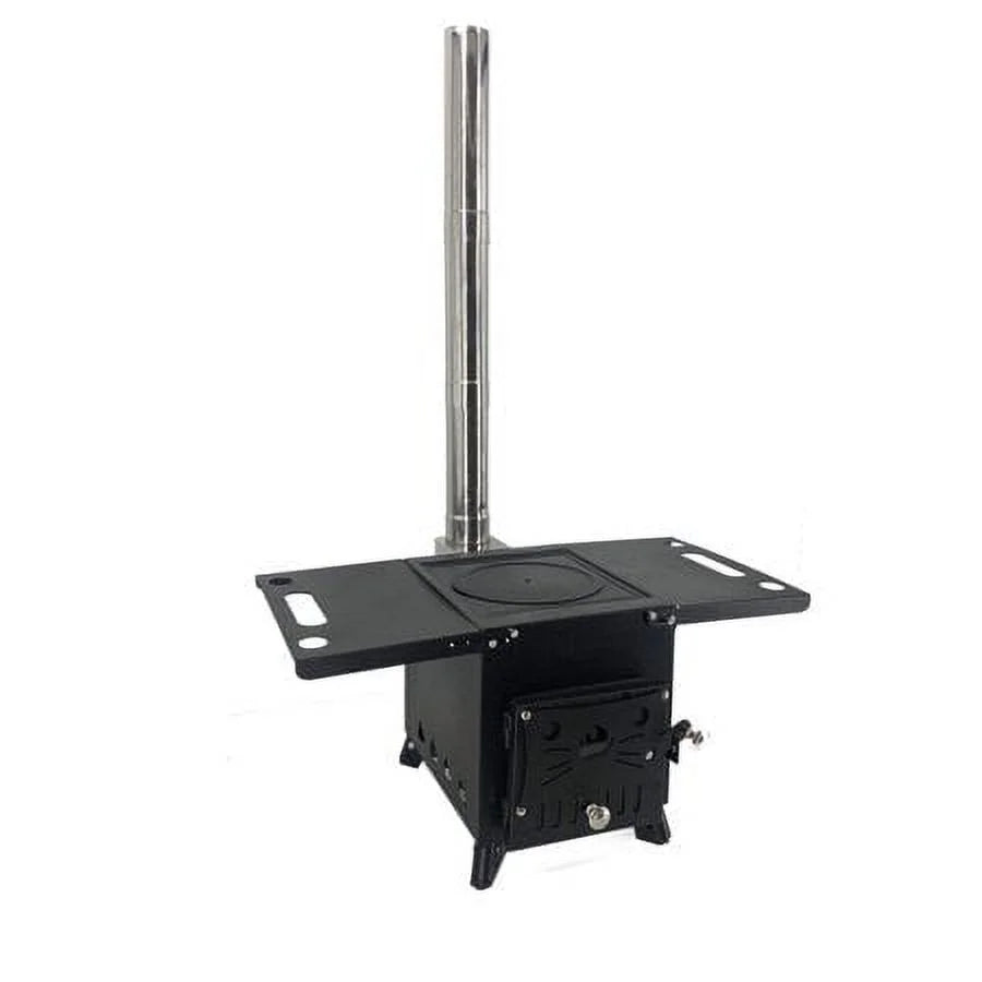 ECUTEE Portable Outdoor Wood Stove with Chimney ; Cooking Heating Tool for Camping & Wild Survival
