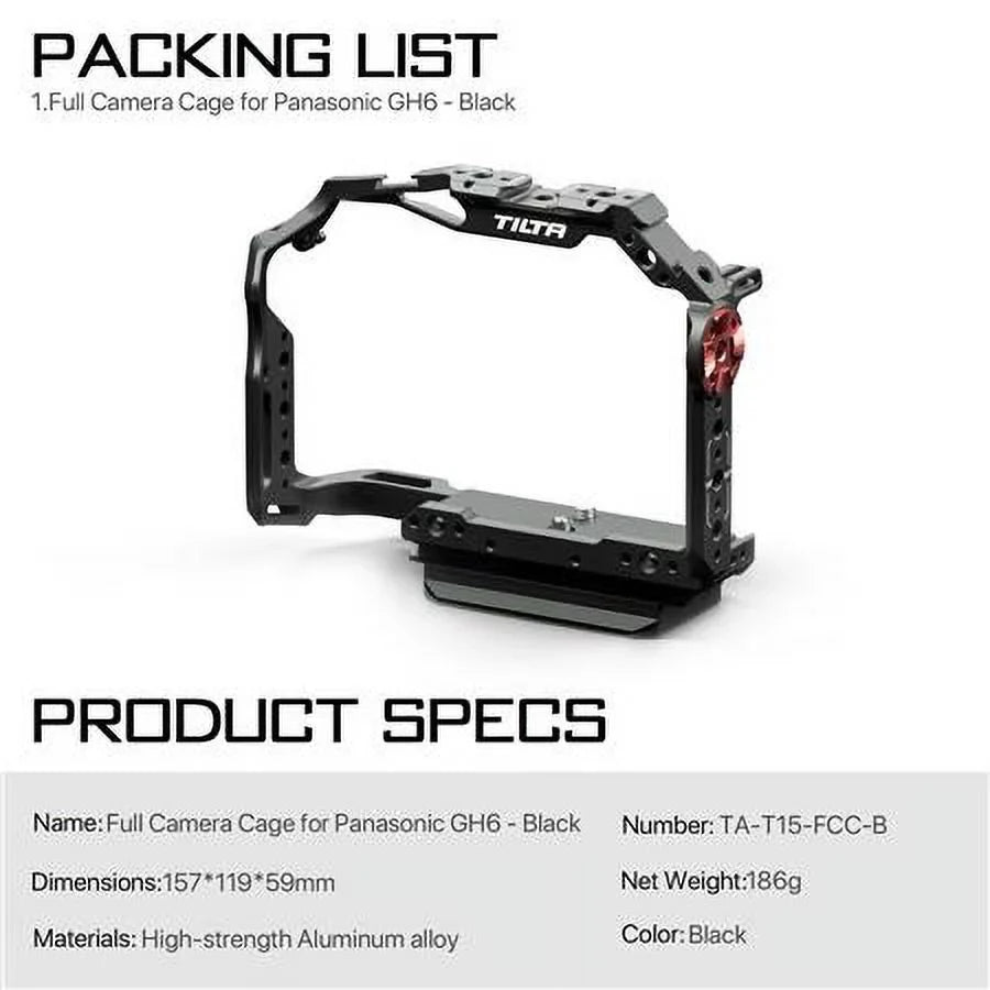 Full Camera Cage for Panasonic Lumix GH6; Black