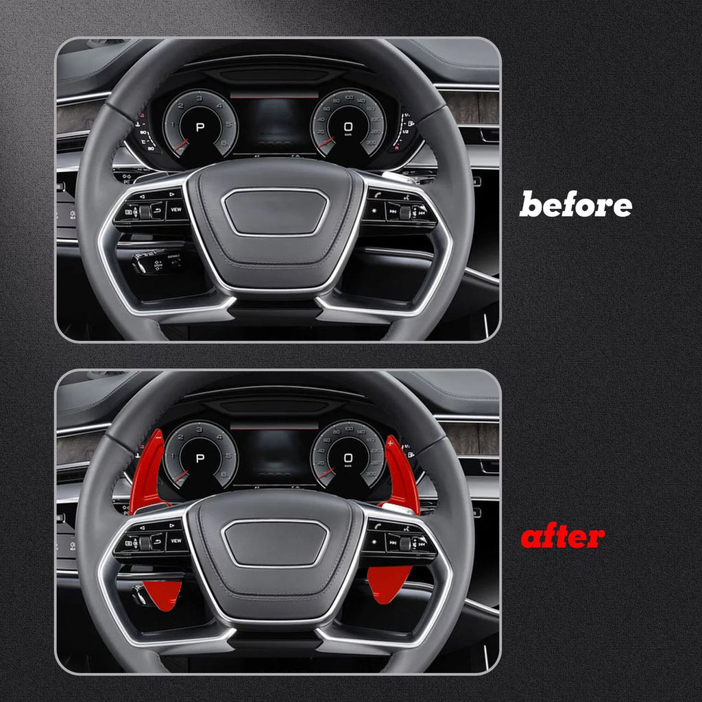 Xotic Tech Steering Wheel Paddle Shifter Cover Trim; CNC Aluminum Alloy; Compatible With Audi A3 A4 A5 A6 A7 A8 S3 S4 S5 S6 S7 S8 RS3 RS6 Q3 Q5 SQ5 Q7 (Red)