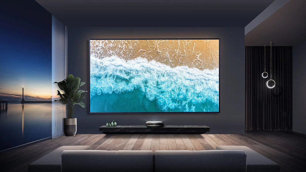 Hisense L9G Series Trichromal Laser TV Bundle w/ 100'' Tv Screen ALR Cinema Screen; Projector & TV Stand (120L9G)