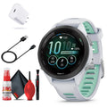 Garmin Forerunner 265S Smartwatch (White) Bundle with USB-C Charging Cable and Adapter; 6Ave Cleaning Kit; and Extended Protection