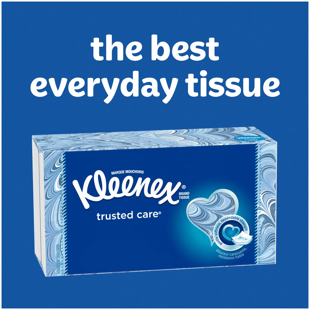 Kleenex Trusted Care Everyday Facial Tissues; 100 Tissues per Flat Box; 16 Pack (1;600 Tissues Total)