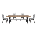 Glendora Island Outdoor 5 Piece Live Edge Dining Set in Eucalyptus and Rope