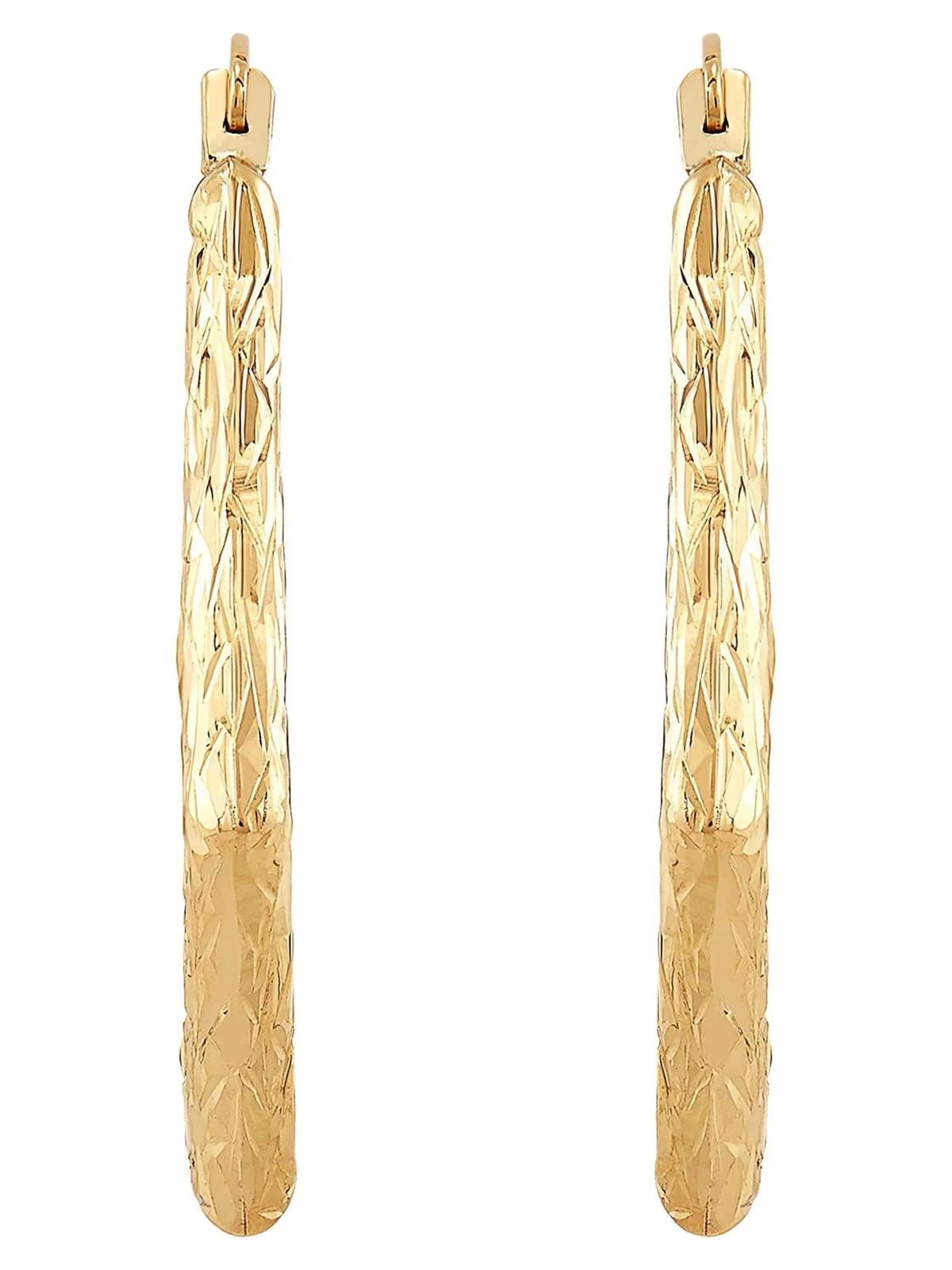 Brilliance Fine Jewelry 10K Yellow Gold Hollow Round Knife Edge Hoops Earrings