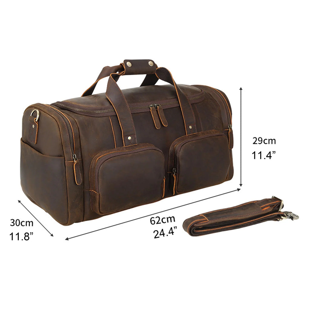 Full Grain Leather Duffle Bag; Travel Bag; Shoulder Bag