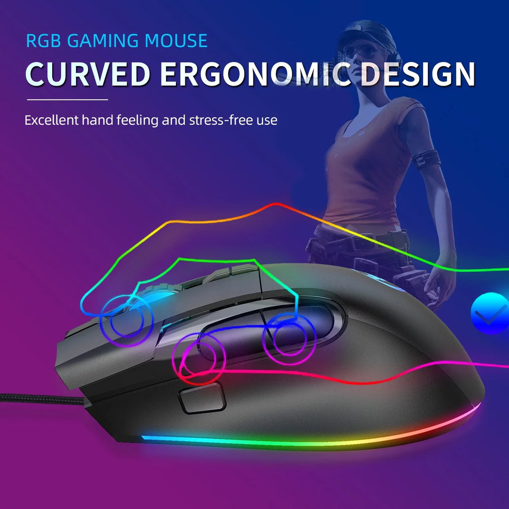 6588 V600+A905 Wired Keyboard and Combo; High Cool Effects; Ergonomic Design; Macro Programming Function; Full Key No Conflict; Multi-function Shortcut Keys; for Gaming and Office