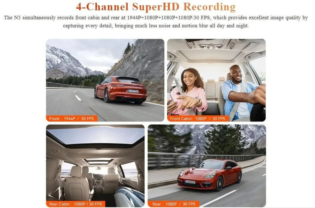 Vantrue N5 4 Channel Dashcam | GPS | WiFi | Voice Control | 512GB Support (Memory Card Not Included)
