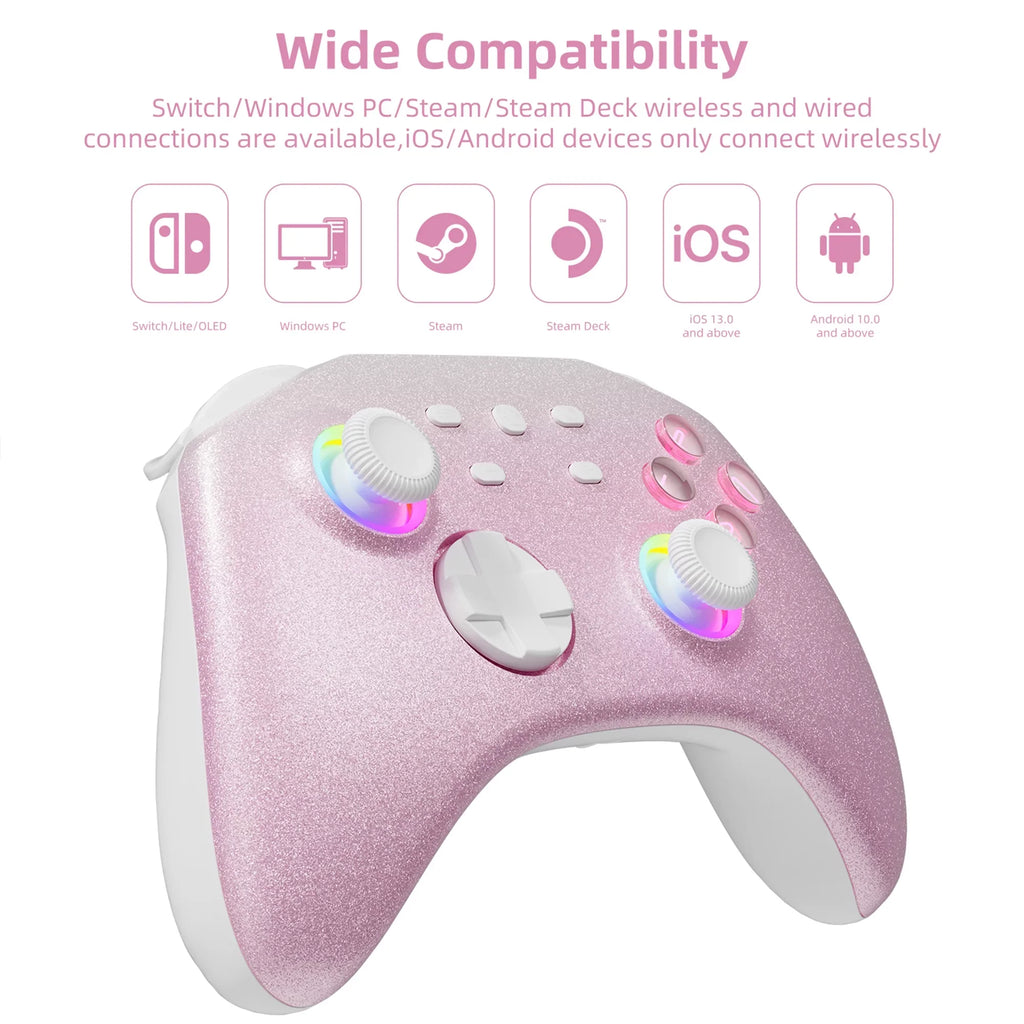 Pokémon Violet Game Disc and Upgraded Switch Pro Controller for Nintendo Switch/OLED/Lite; Wireless Switch Remote for PC/IOS/Android/Steam Pink