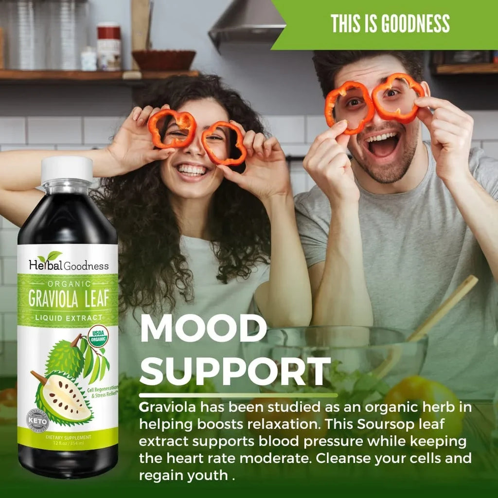 Graviola Leaf Extract Liquid - Soursop (Guanabana) Leaves Ð USDA Organic; Non GMO; Kosher Ð Cell Support & Regeneration & Stress Relief - Immune Boost Ð - 12oz Bottle
