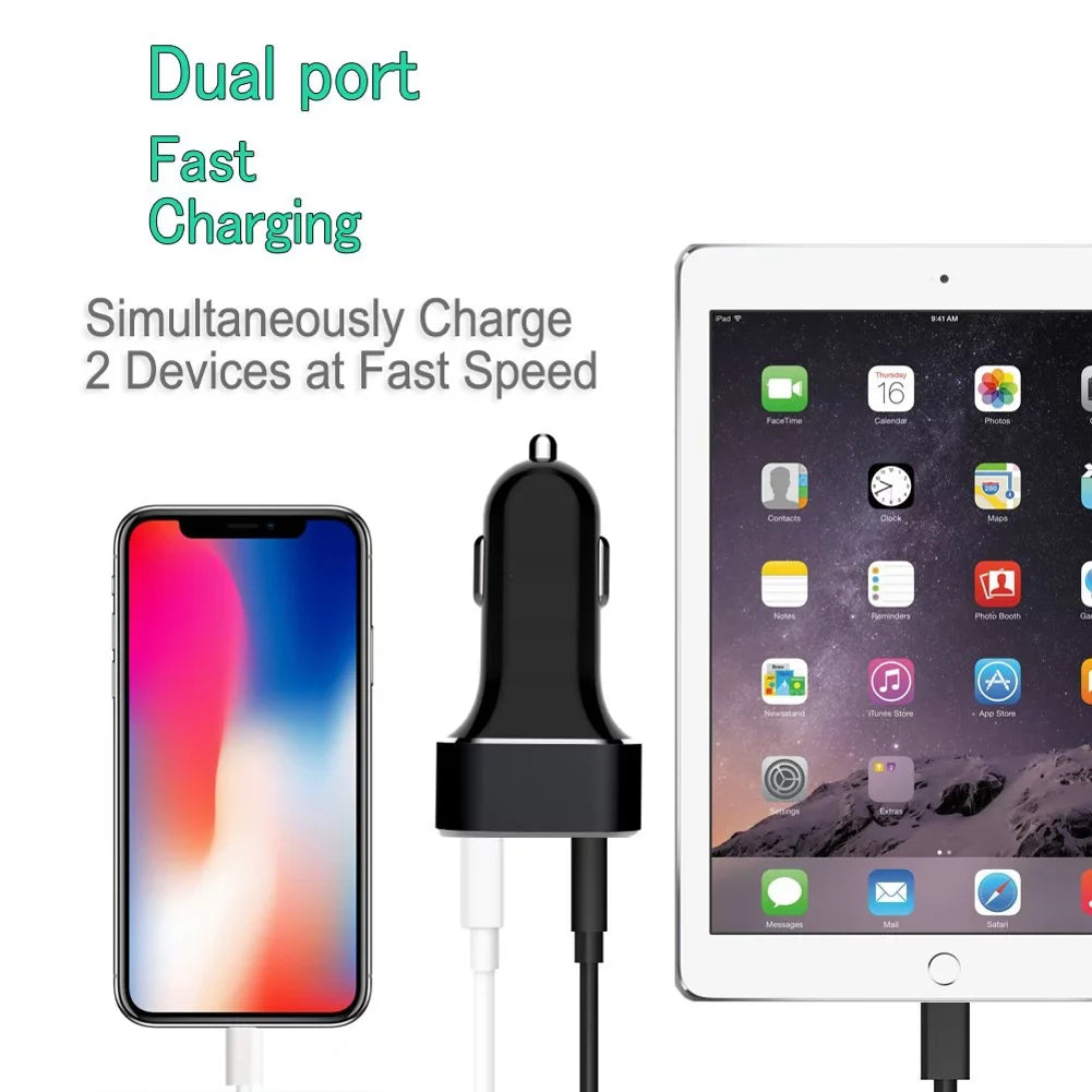 2-Port USB 36W Quick Car Charger w Charger Cord Type-C 6ft USB Cable D9E for Blackberry Motion; Key2; KEYone; LE - BLU G9; Vivo XI Plus 5 - CAT S61 S48c - Coolpad Legacy