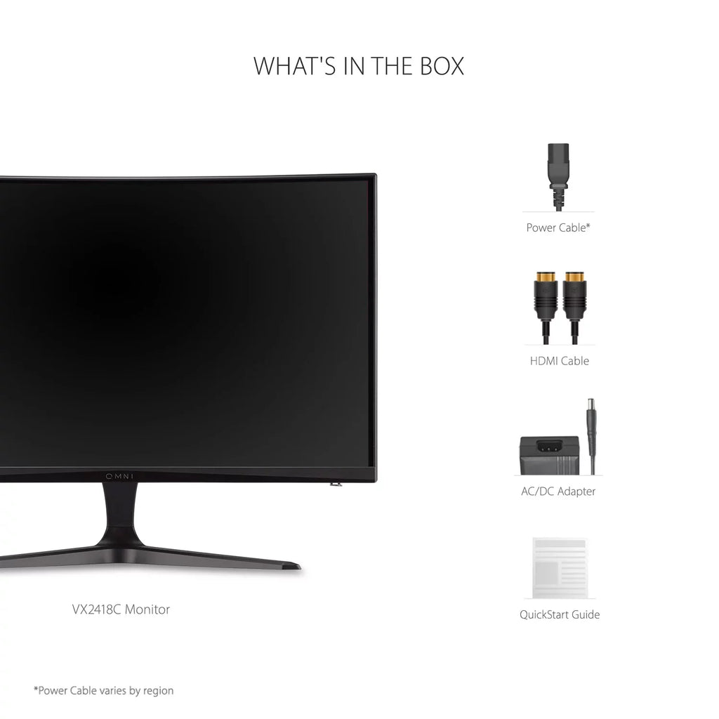 ViewSonic OMNI VX2418C 24 foot 1080p 1ms 165Hz Curved Gaming Monitor with AMD FreeSync Premium; Eye Care; HDMI and DisplayPort