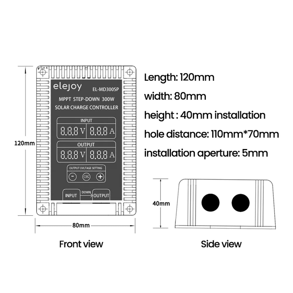 Walmeck 200W/300W/400W (Optional) MPPT Step-down Real-time Tracking Solar Battery Recharging Controller LED Display 10~30V Output Voltage Adjustable Dustproof Liquidproof
