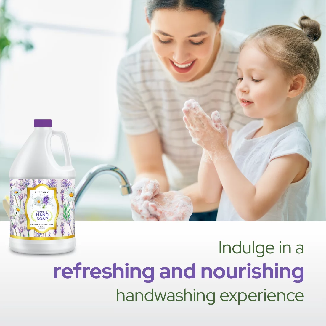 Puremax Foaming Hand Soap Lavender Refills with Essential Oils | Gentle; Moisturizing 128 fl oz