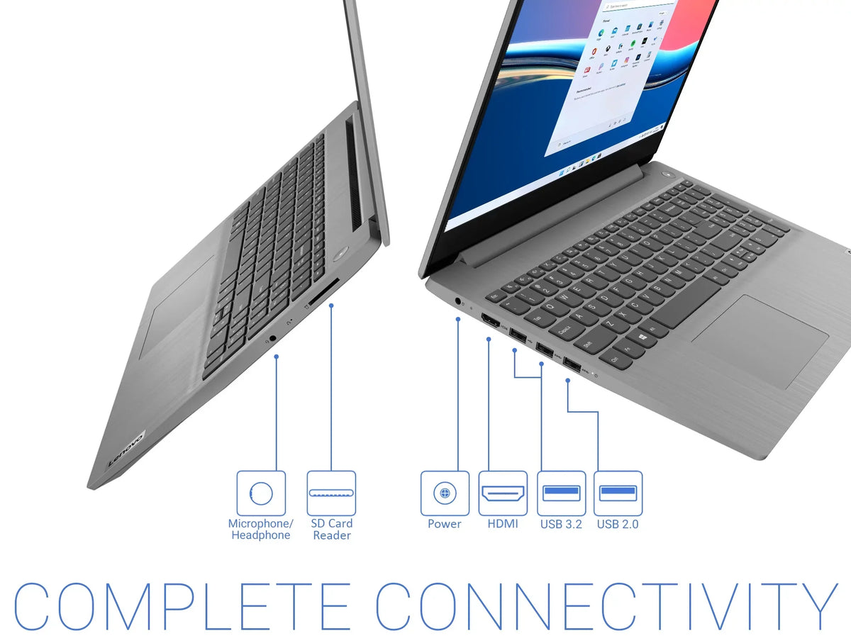 Lenovo IdeaPad 3 Laptop; 15.6" HD Touch Display; Intel Core i3-1115G4 Upto 4.1GHz; 8GB RAM; 1TB NVMe SSD; HDMI; Card Reader; Wi-Fi; Bluetooth; Windows 11 Home S