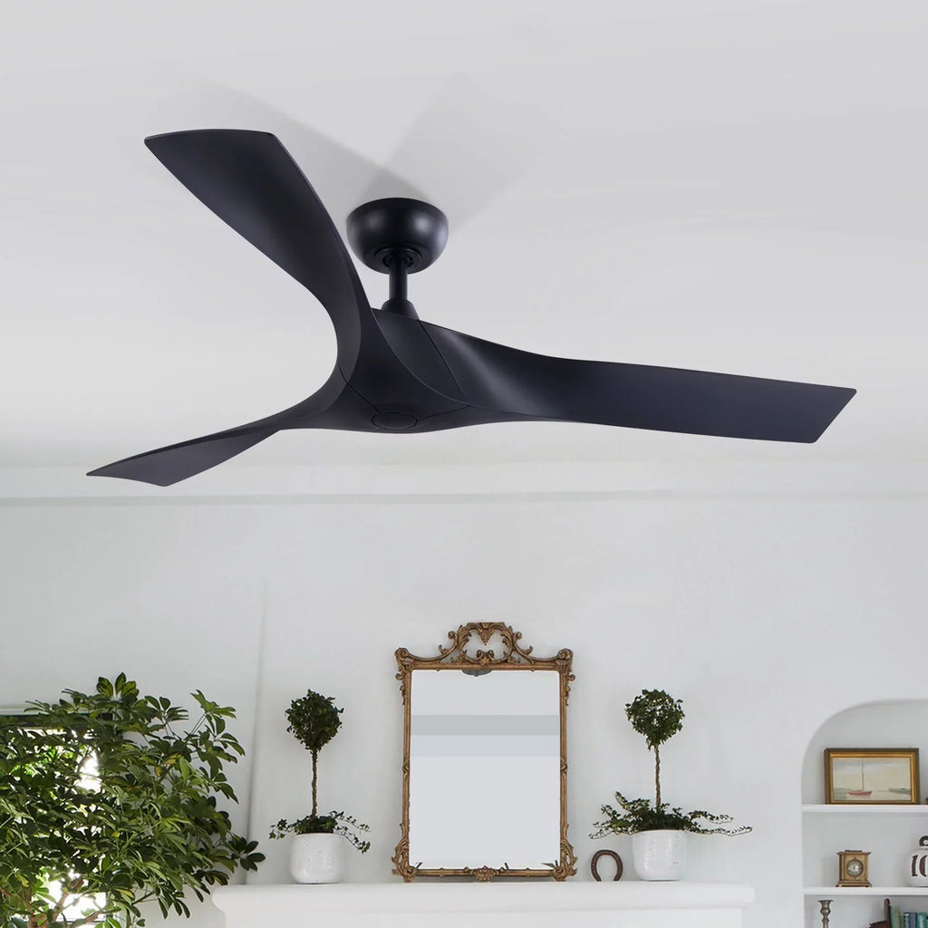 52" Smart Ceiling Fan with Remote Control; 3 Blades; 6 Speeds; Timer; Black
