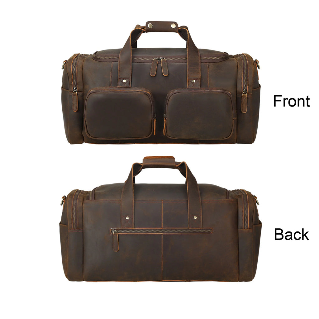 Full Grain Leather Duffle Bag; Travel Bag; Shoulder Bag