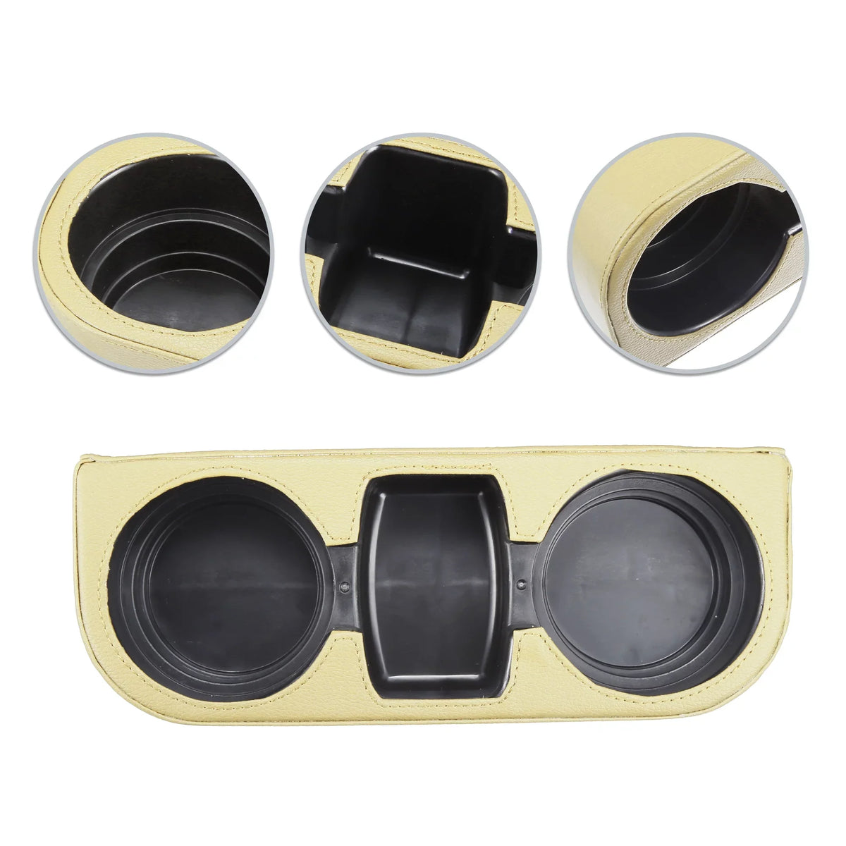 Car Seat Gap Filler Multi-function Cup Holder Car Seat Organizer Console Side Pocket Storage Box Beige