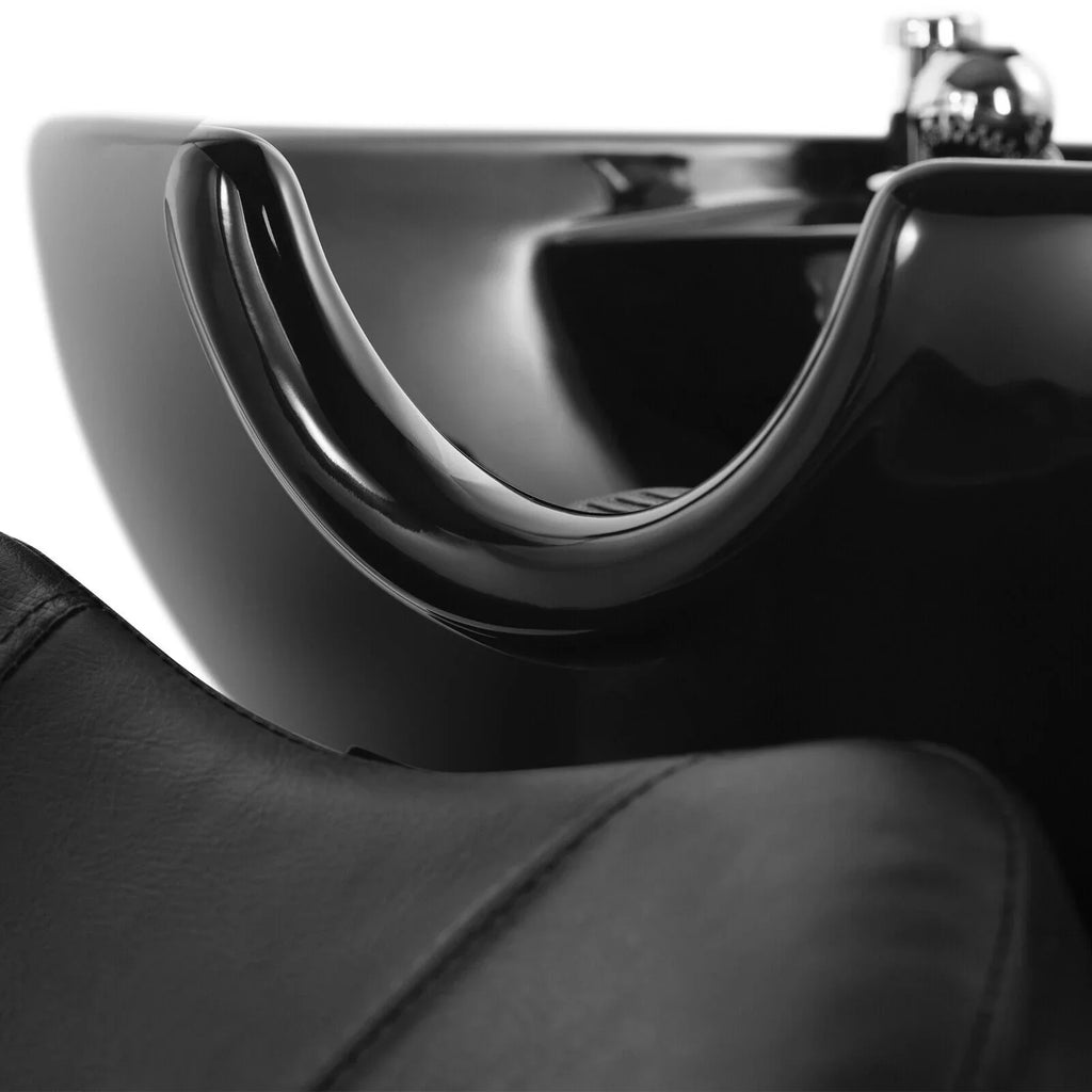 Artist hand Black Shampoo Barber Backwash Chair Salon Spa Beauty w/Ceramic Bowl;Sink; Foot Pedal