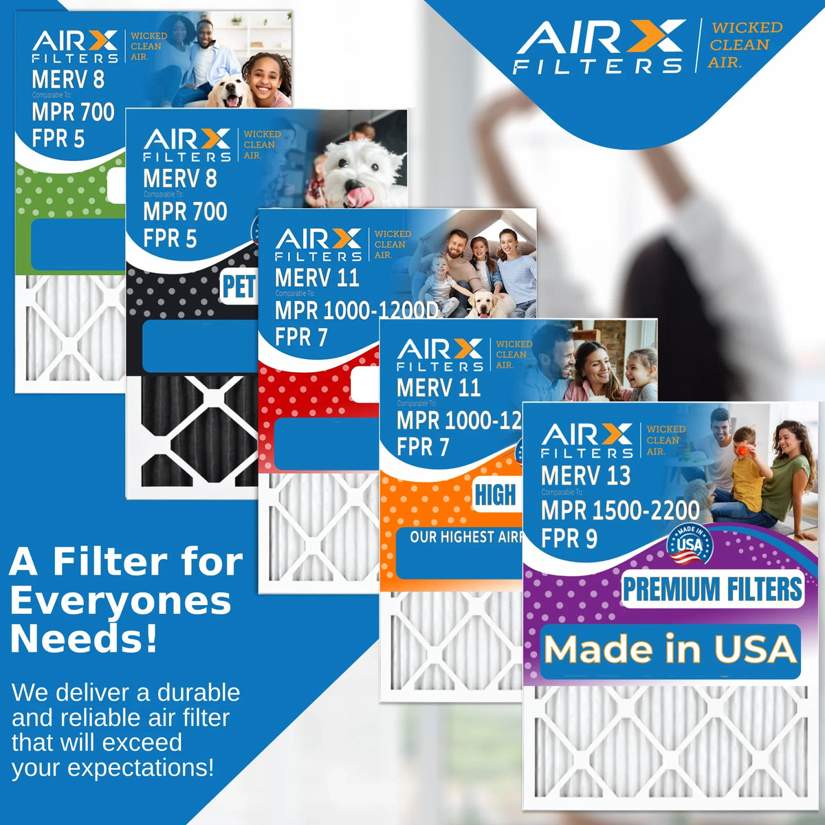 24x36x1 Air Filter MERV 11 Comparable to MPR 1000; MPR 1200 & FPR 7 Electrostatic Pleated Air Conditioner Filter 6 Pack HVAC Premium USA Made 24x36x1 Furnace Filters by AIRX FILTERS WICKED CLEAN AIR.