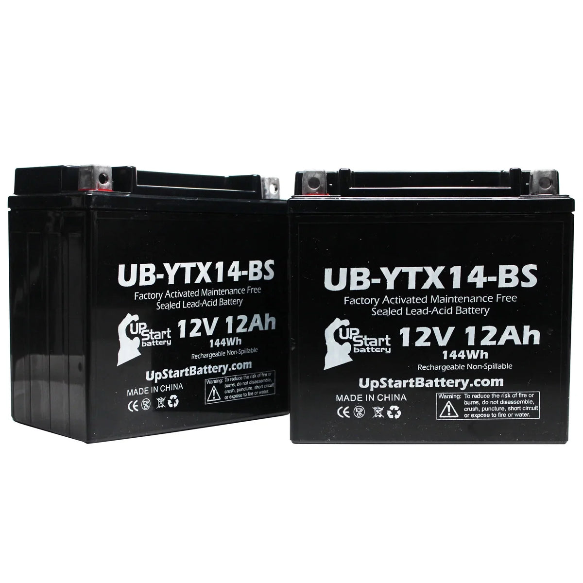 2-Pack UpStart Battery Replacement 2011 BMW F800ST; GS 800 CC Factory Activated; Maintenance Free; Motorcycle Battery - 12V; 12AH; UB-YTX14-BS