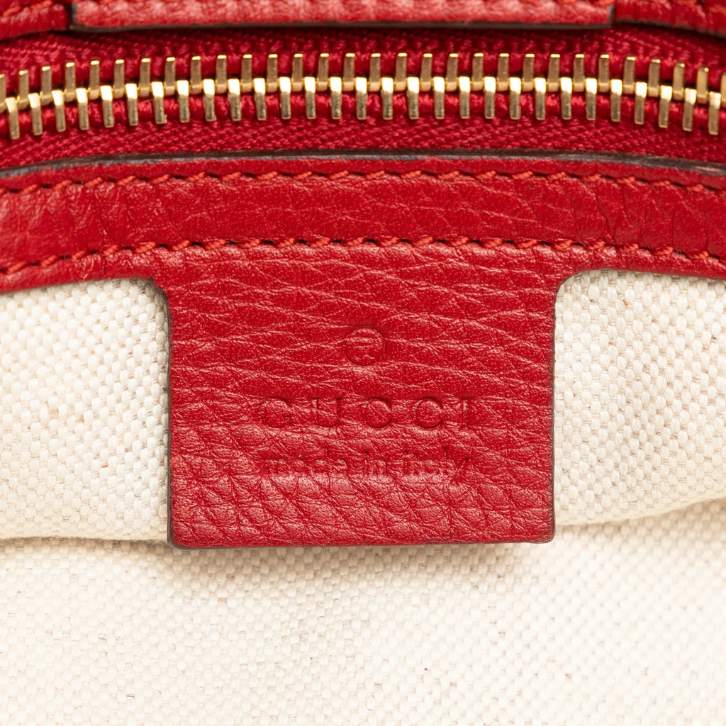Pre-Owned Authenticated Gucci Medium Bamboo Shopper Calf Leather Red Satchel Unisex (Good)