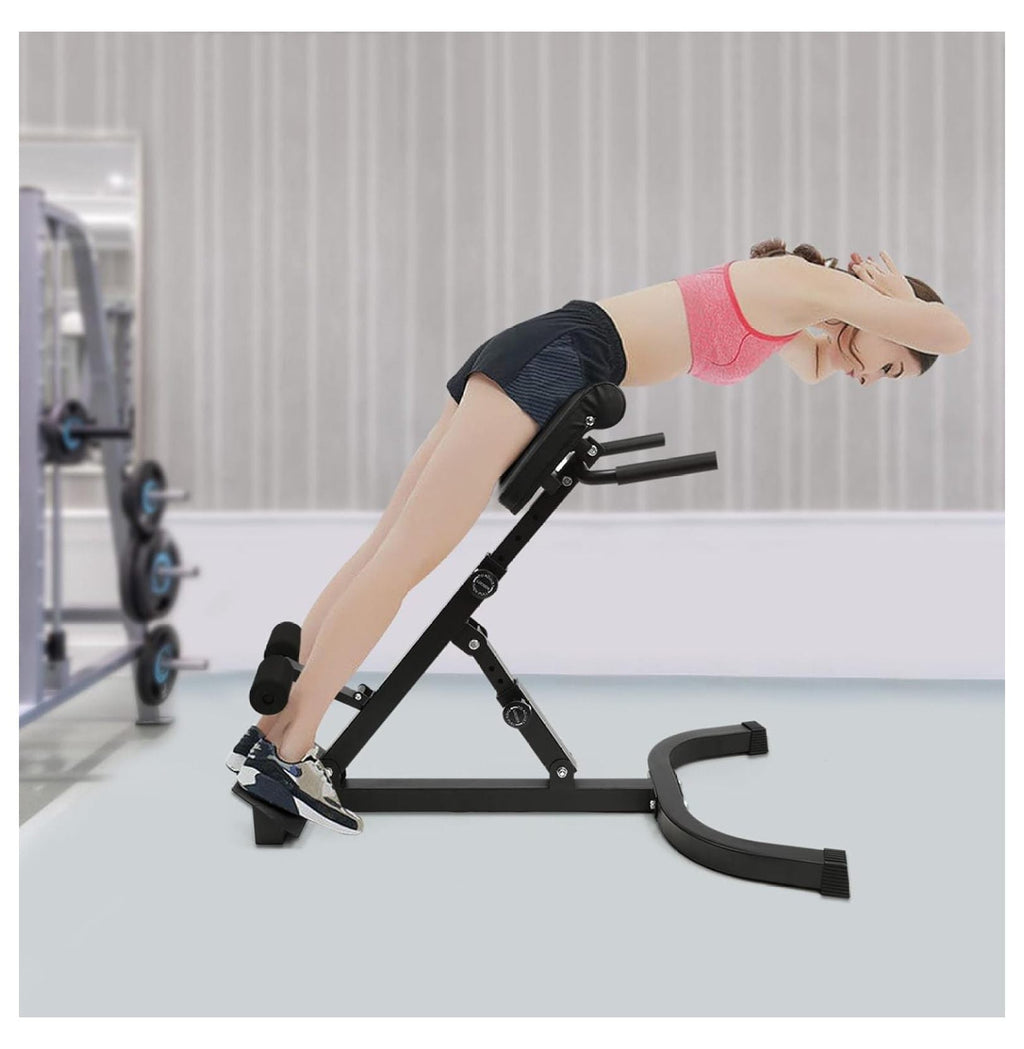 Hyperextension Bench with Adjustable Height and Back; Multi-functional Workout Bench; Back Extension Chair