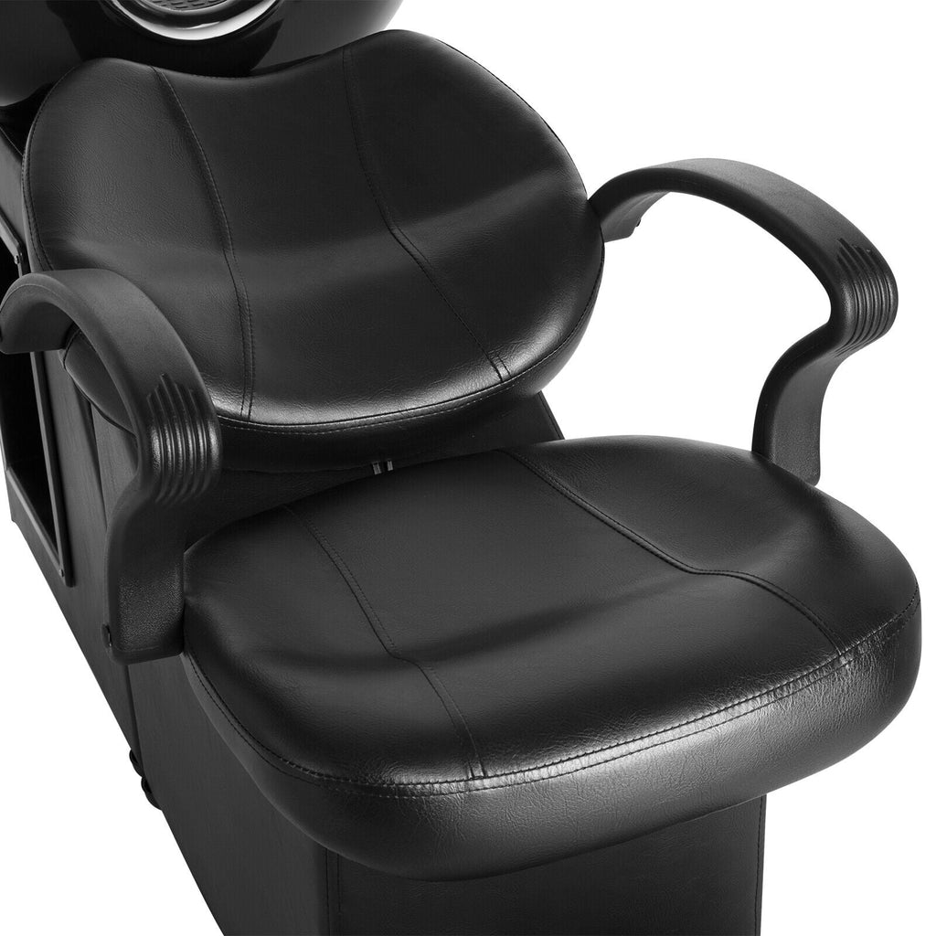 Artist hand Black Shampoo Barber Backwash Chair Salon Spa Beauty w/Ceramic Bowl;Sink; Foot Pedal