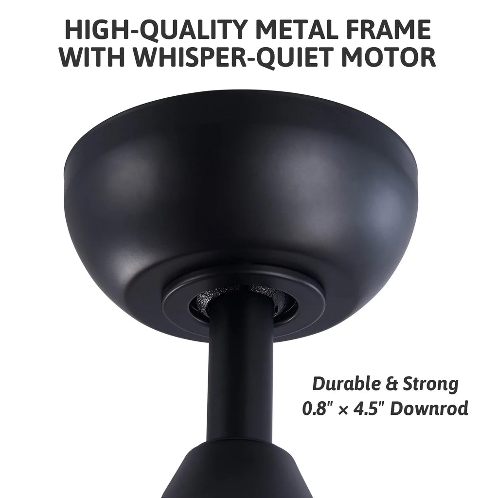 52" Smart Ceiling Fan with Remote Control; 3 Blades; 6 Speeds; Timer; Black