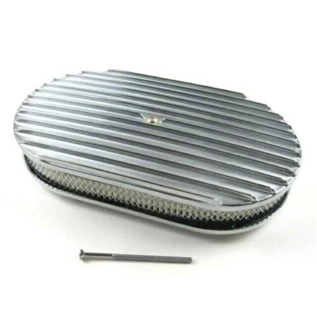 Bous Performance E40041P 15 in. Oval Full Finned Air Cleaner with Element; Polished - BPE-1104