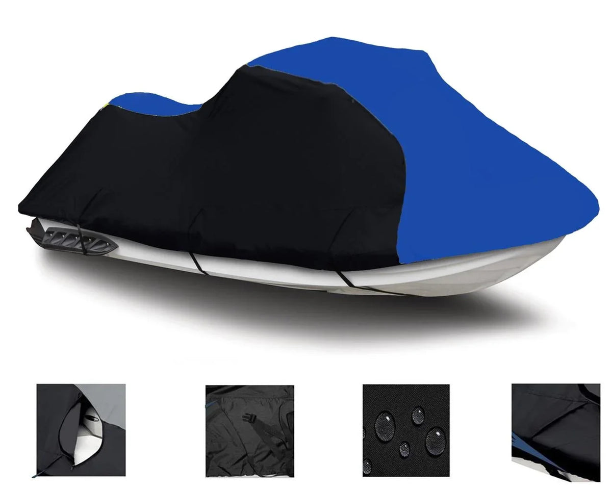 BLACK / BLUE HEAVY-DUTY; 600 DENIER Cover Compatible for Sea Doo Sea-Doo Bombardier GTi 1997 1998 1999 2000 Jet Ski Cover