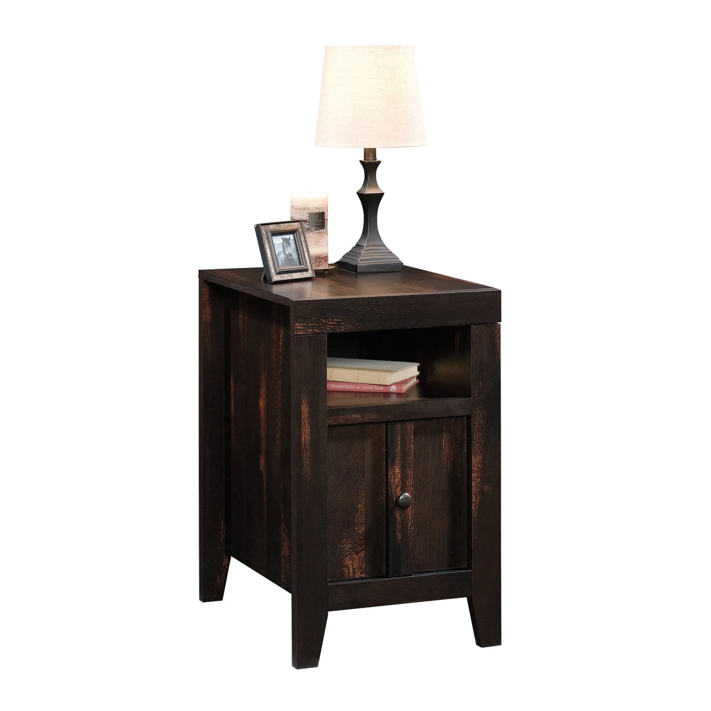 Sauder Dakota Pass End Table; Char Pine Finish