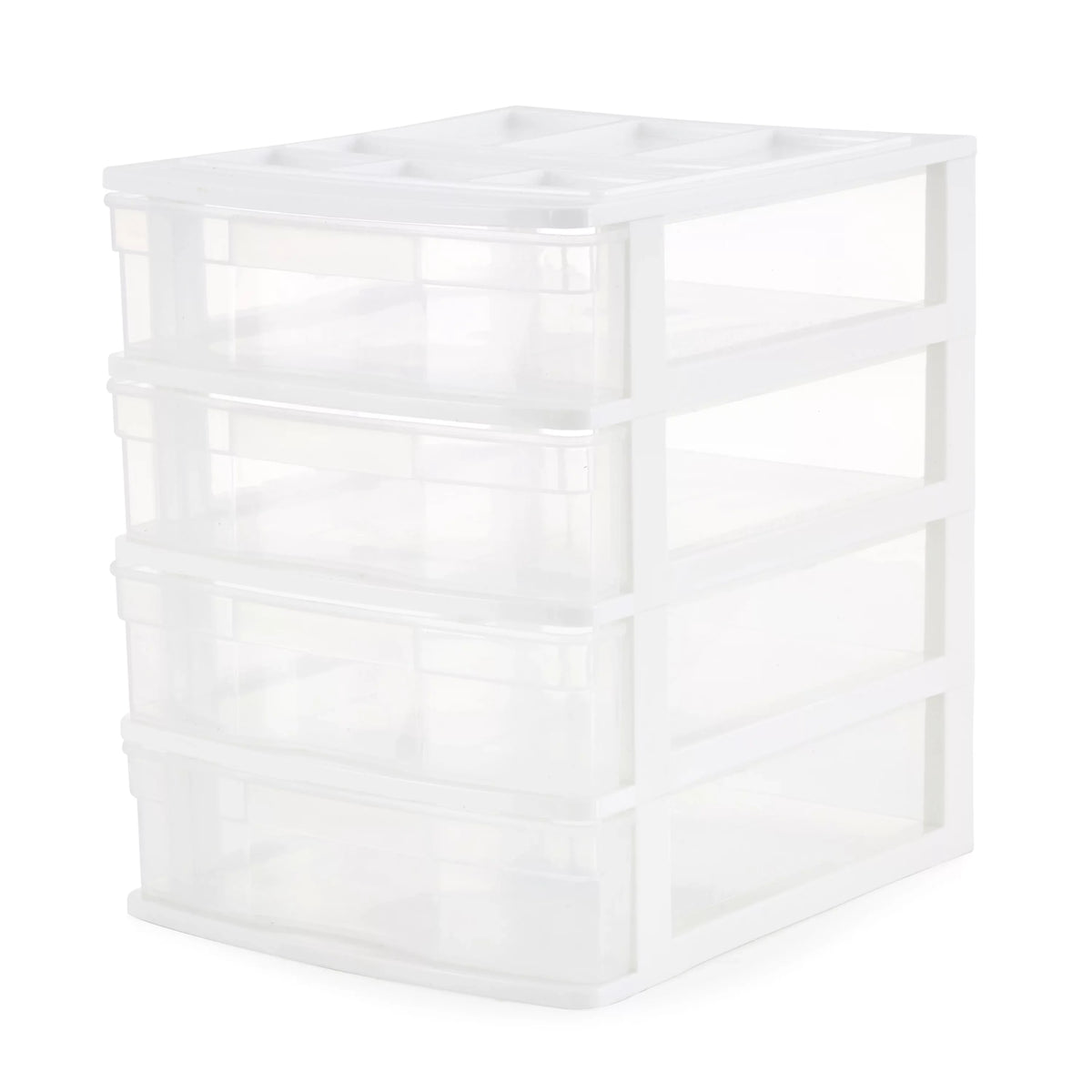 Gracious Living 4 Drawer Desktop Storage w/ Organizer Lid; White (4 Pack)