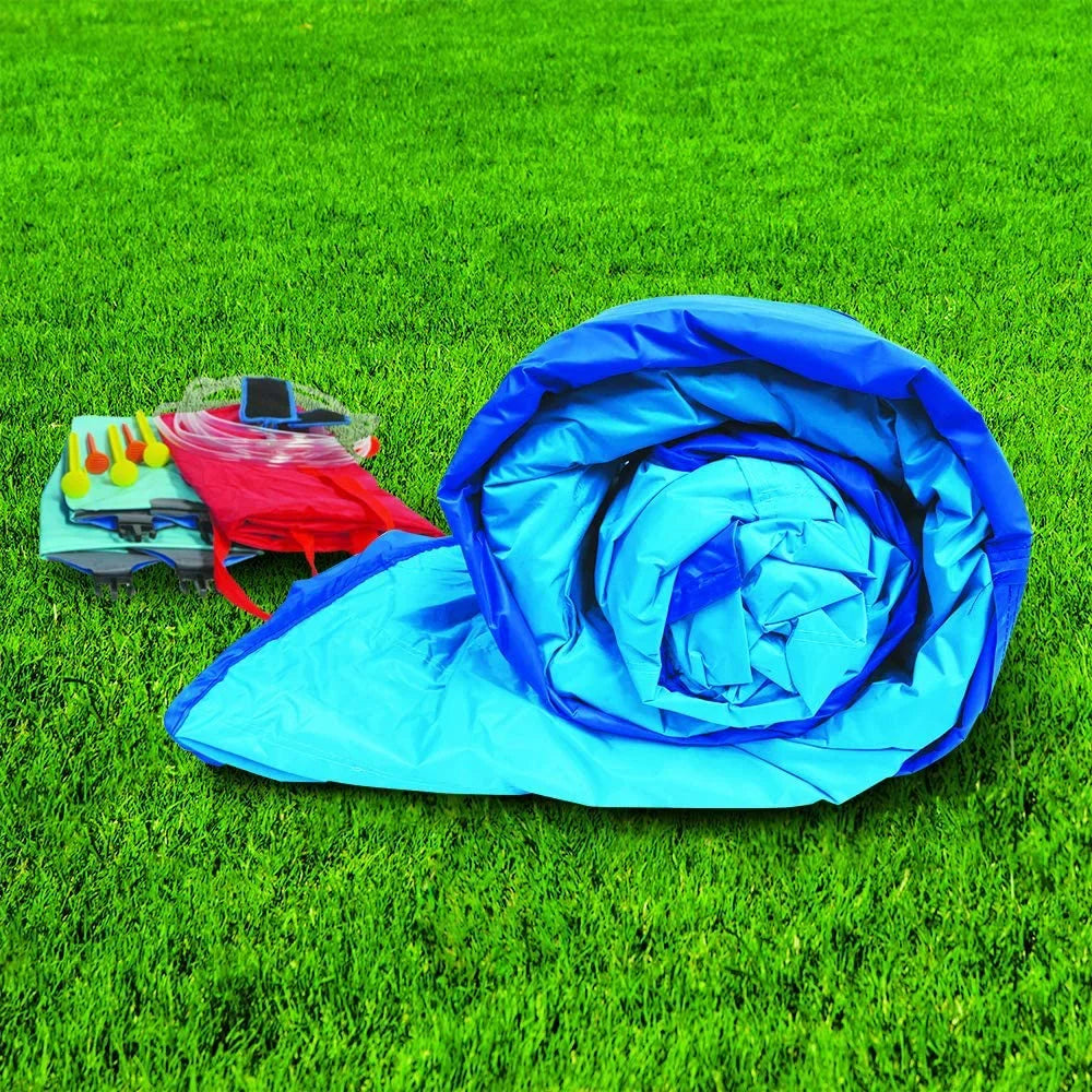 Inflatable Giant Slide - Huge Kids Pool (14 Feet Long by 8 Feet High) with Built in Sprinkler Wave and Basketball Hoop - Heavy Duty Outdoor Surf N Splash Adventure Park - Blower Included