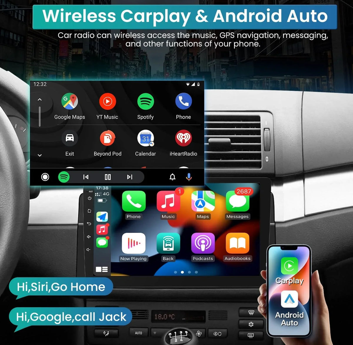 THONZER 8 Core Radio Upgrade Android 11 Car Stereo for BMW 3 Series 1999-2005; 9 foot 1280*800 HD Touchscreen Support CarPlay & Android Auto 5G WiFi Bluetooth5.0 GPS FM SWC AHD Backup Camera(4G+32GB)