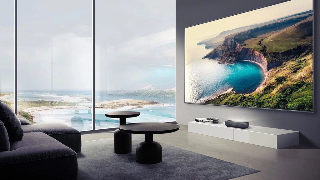 Hisense L9G Series Trichromal Laser TV Bundle w/ 100'' Tv Screen ALR Cinema Screen; Projector & TV Stand (120L9G)