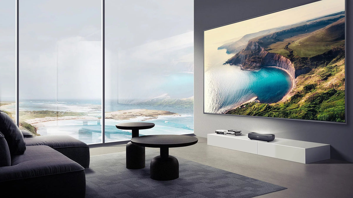 Hisense L9G Series Trichromal Laser TV Bundle w/ 100'' Tv Screen ALR Cinema Screen; Projector & TV Stand (120L9G)