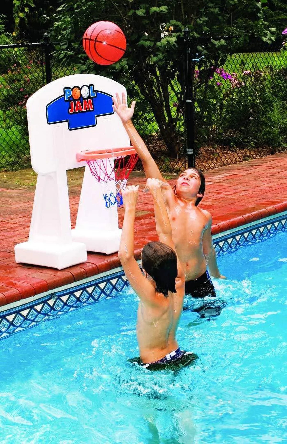 SWIMLINE Pool Basketball Hoop Poolside Game POOL JAM Heavy Duty With Plastic Rim For Kids & Adults Swimming Splash Hoops Games With Midsize Basketball; Toy For Pools; Outdoor Summer Hoops 9189M