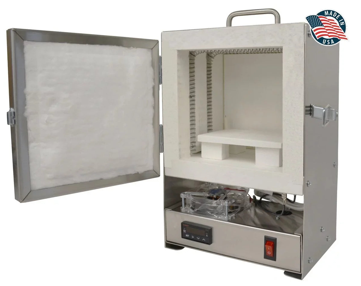 Tabletop Furnace Company RapidFire Pro-L Kiln Stainless Steel Jewelry Making Metal Clay Ceramic Firing Enameling Powered Furnace - FUR-0056