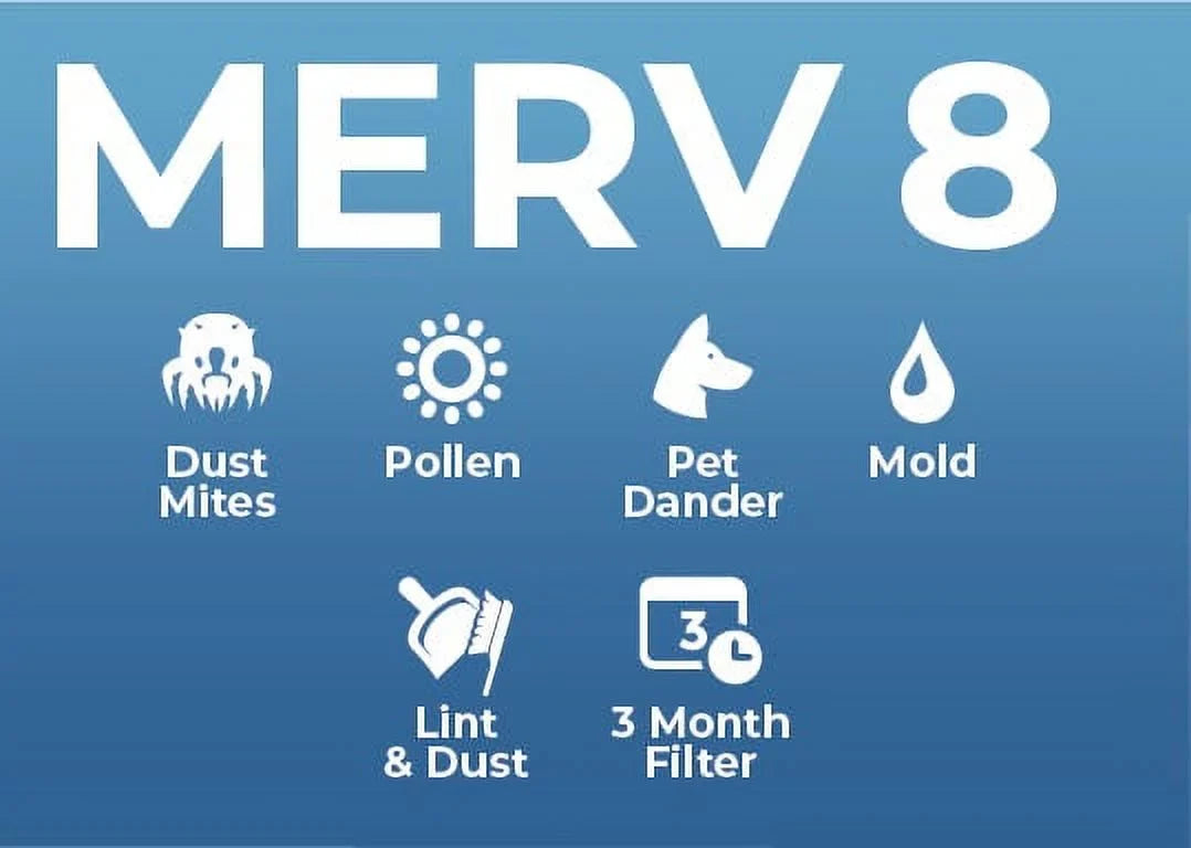 18x25x2 MERV 8 ( MPR 600; FPR 5-6 ) 2" Air Filters for AC & Furnace. 6 Pack. Exact Size: 17-1/2 x 24-1/2 x 1-3/4