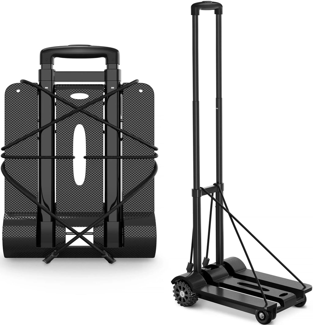 siisll Big Capacity Heavy Duty Folding Hand Truck Luggage Cart for Moving Lightweight Utility Cart for Luggage Folding Cart with Wheels Collapsible Platform Cart for Home; Office and Travel Use. Black