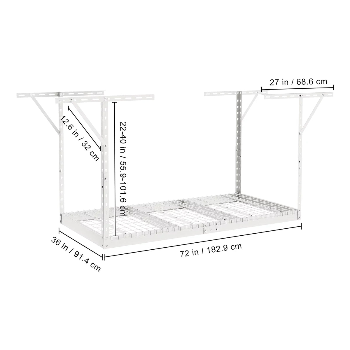 Overhead Adjustable Garage Storage Rack 36x72" Ceiling Rack 550lb White