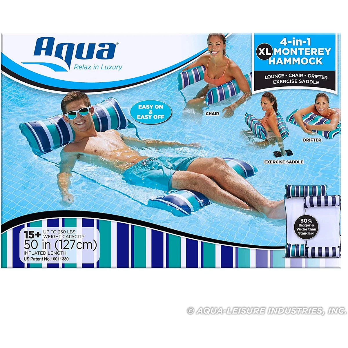 Aqua Deluxe Monterey XL Hammock 4 in 1 Multi Purpose Float; Teal (2 Pack)