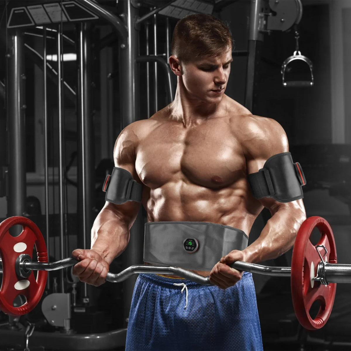 iMounTEK Muscle Stimulator Workout Equipment Abdominal Toning Belt ABS Training Fitness Equipment Waist Trimmer Belt; 6 Modes; 18 Intensity Levels; Home Office Equipment